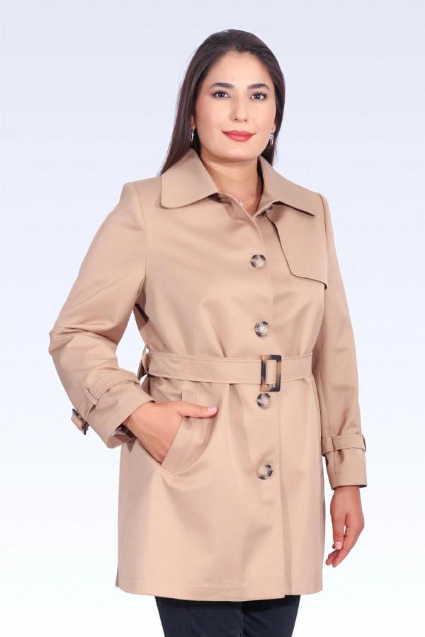 Tolga Saraçoğlu Kadın Midi Boy Trençkot 60076 Camel - Image 1