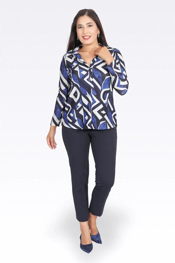 Tolga Saraçoğlu Kadın Dar Paça Bilek Boy Krep Dokulu Pantolon 0083 Lacivert - Image 1