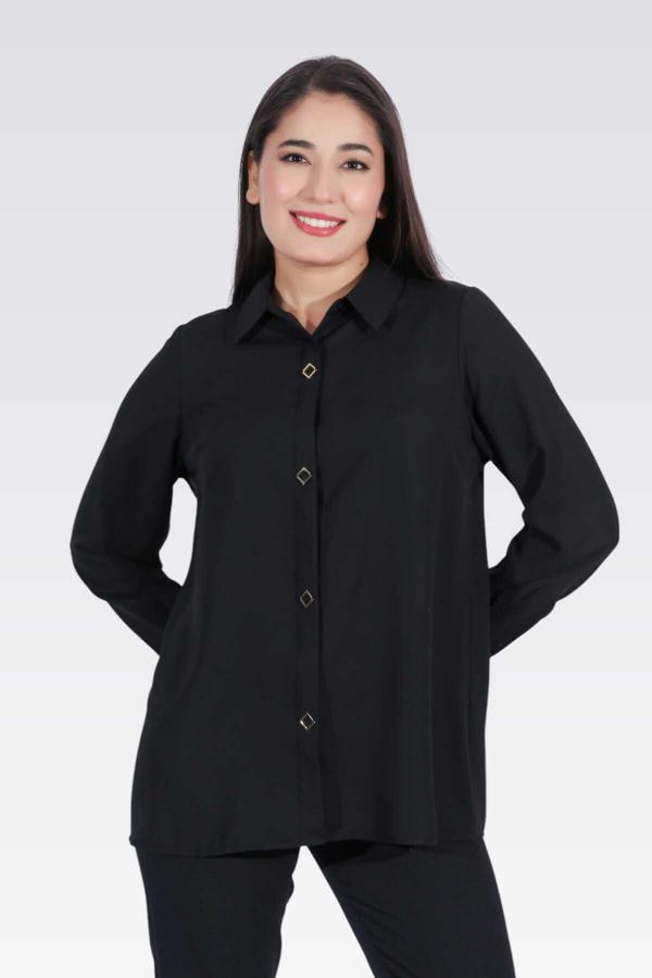 Tolga Saraçoğlu Kadın Uzun Kollu Şık Bluz 10937 Siyah - Image 1