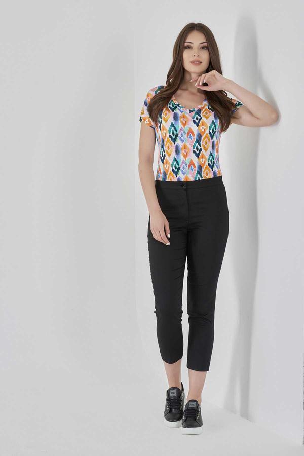 Tolga Saraçoğlu Kadın Dar Paça Kısa Pantolon 30046 Siyah - Image 1