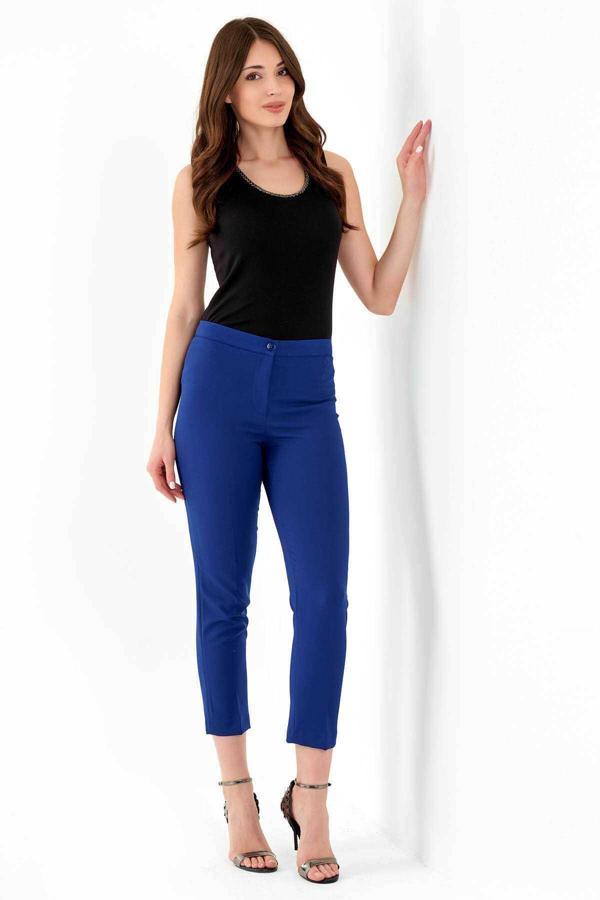 Tolga Saraçoğlu Kadın Dar Paça Bilek Boy Ofis Pantolon 30079 Lacivert - Image 1