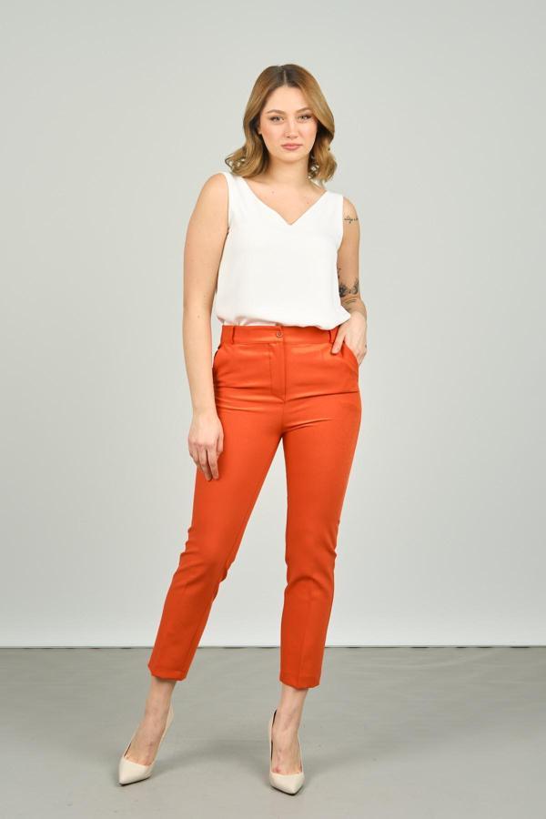 FA Pantolon Kadın Bilek Boy Çift Cep Dar Kalıp Pantolon 7001 Oranj - Image 1
