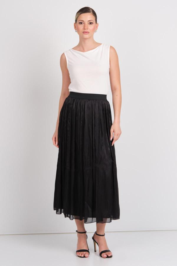 Vero Moda Kadın Vmvıps Pileli Beli Lastikli Maxi Etek 10328017 Siyah - Image 1