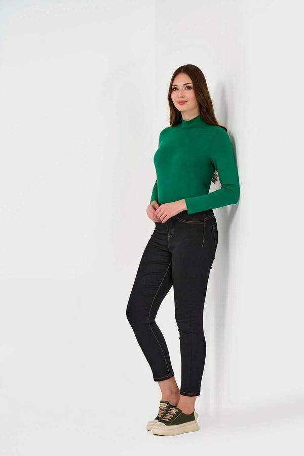 Tolga Saraçoğlu Kadın Beli Lastikli Dar Paça Kot Pantolon 30156 Siyah - Image 1