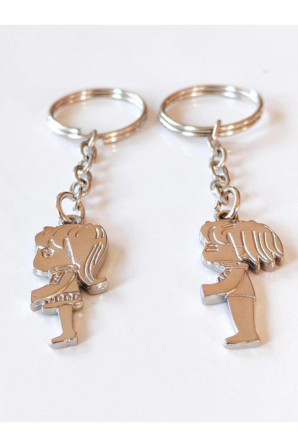 Kız ve Erkek Figürlü İkiz Sevgili Metal Anahtarlıklar - Image 1
