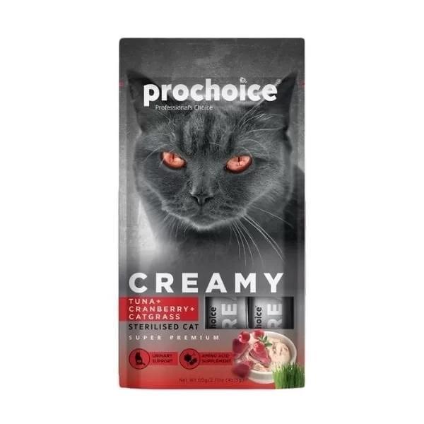 Prochoice Creamy Ton Balık Turna Yemişli ve Kedi Çimli Sıvı Kedi Ödül Maması 15 Gr 4 Adet - Image 1