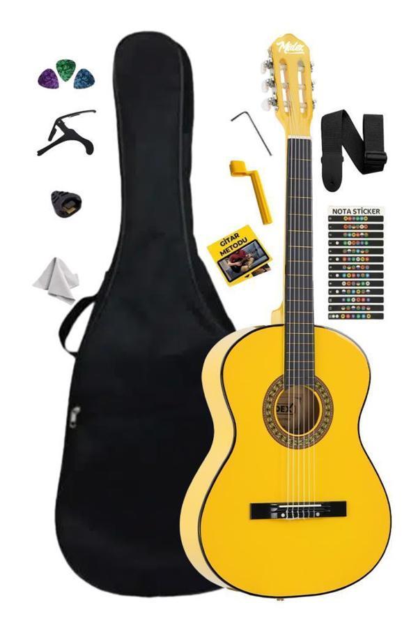 Midex CG-270YLW Sarı Renk Klasik Gitar 4/4 Yetişkin Boy Sap Ayarlı Full Set - Image 1