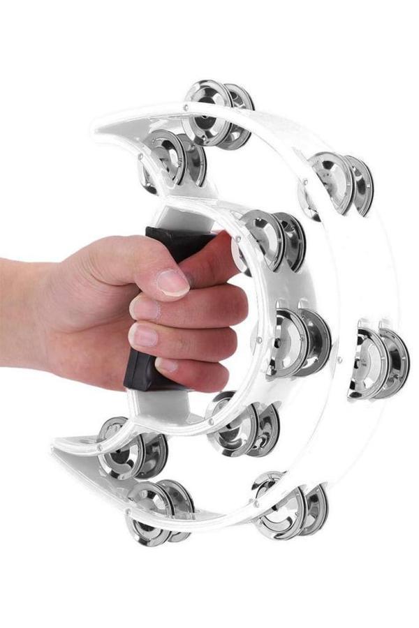 Midex TF-26WH Çift Sıra 10 Zilli Beyaz Tef Tamburin (El Kavrama Aksamlı) - Image 1