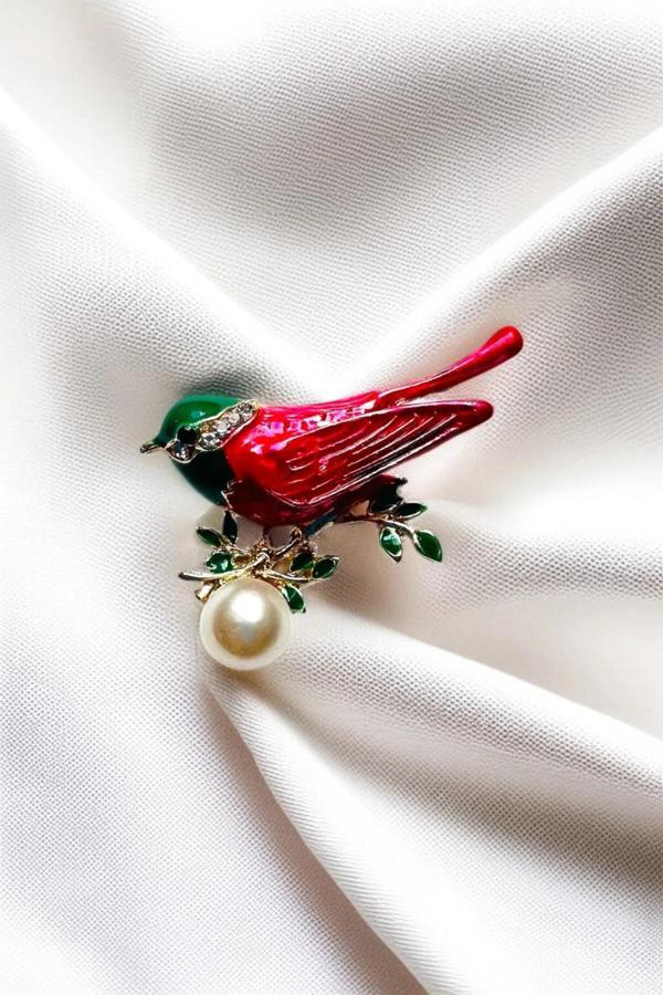İNCİLİ KUŞ İĞNELİK BROŞ - Image 1