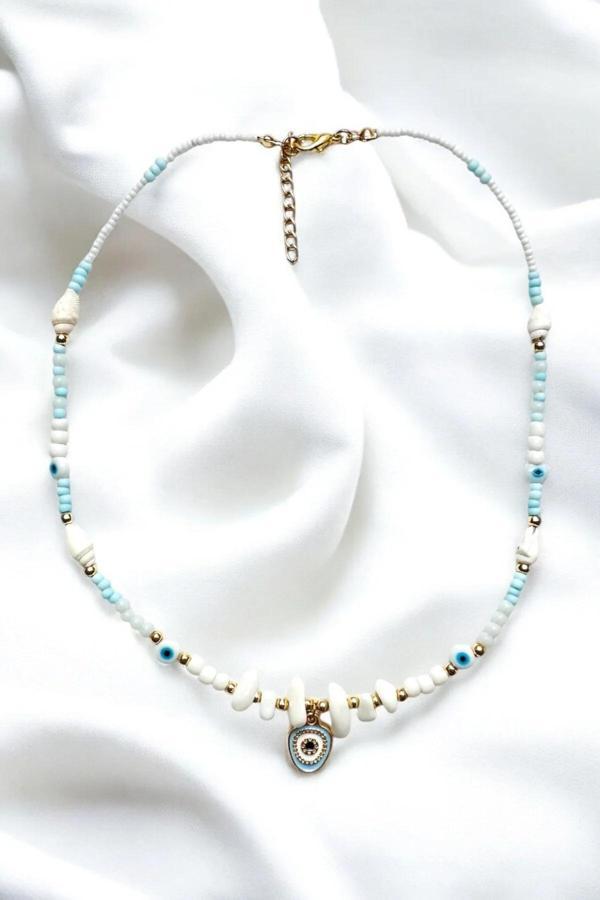 BONCUK DOĞALTAŞLI NAZAR GÖZ KOLYE - Image 1