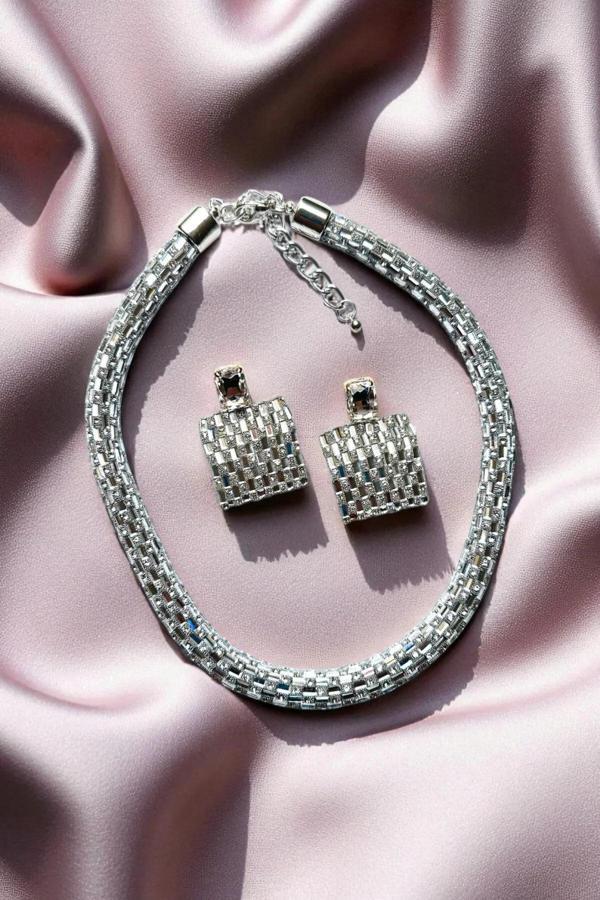 TAŞLI PARLAK KOLYE KÜPE SET - Image 1