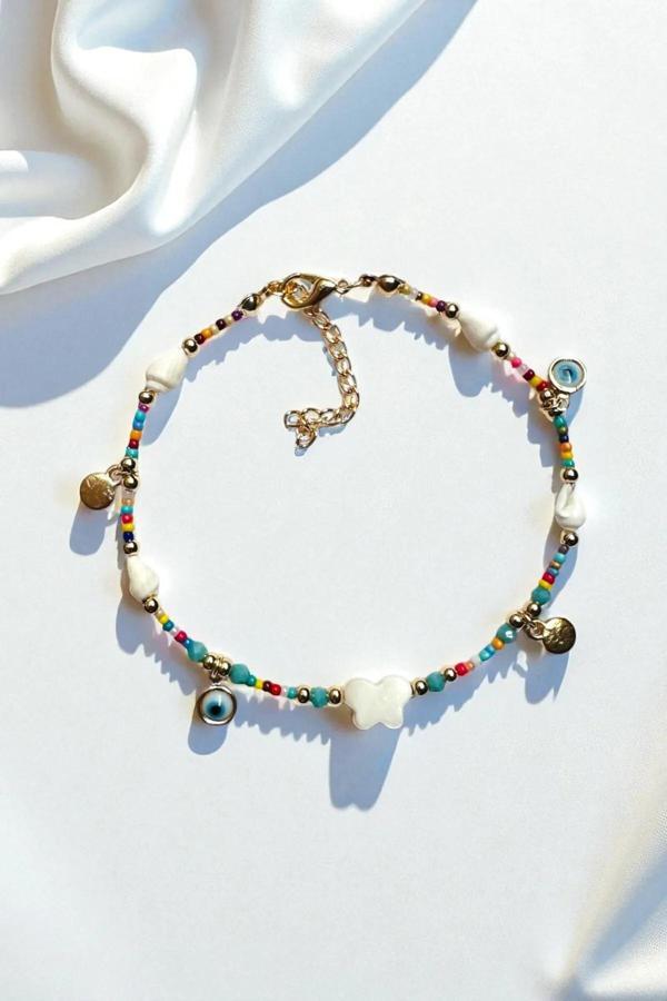 RENKLİ BONCUK DENİZ KABUĞU NAZAR HALHAL - Image 1