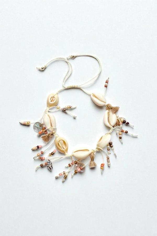 DENİZ KABUĞU BONCUK İP MAKROME HALHAL BİLEKLİK - Image 1