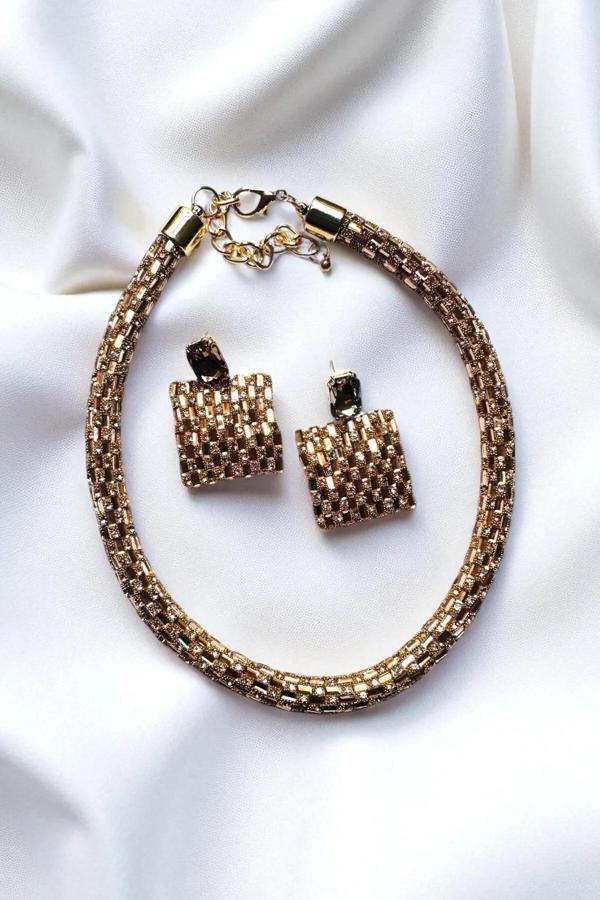 TAŞLI PARLAK KOLYE KÜPE SET - Image 1