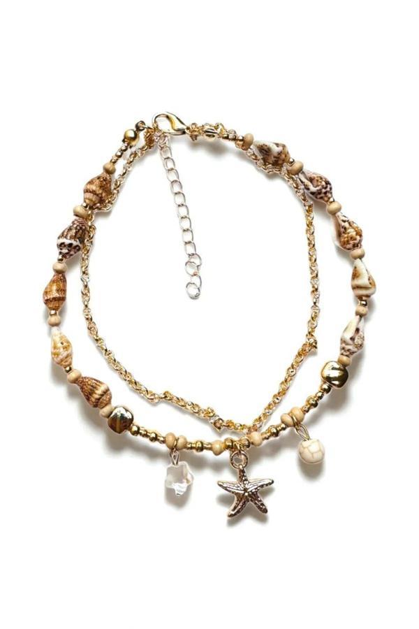 2 Lİ DENİZ KABUĞU DENİZ YILDIZI ZİNCİR HALHAL - Image 1