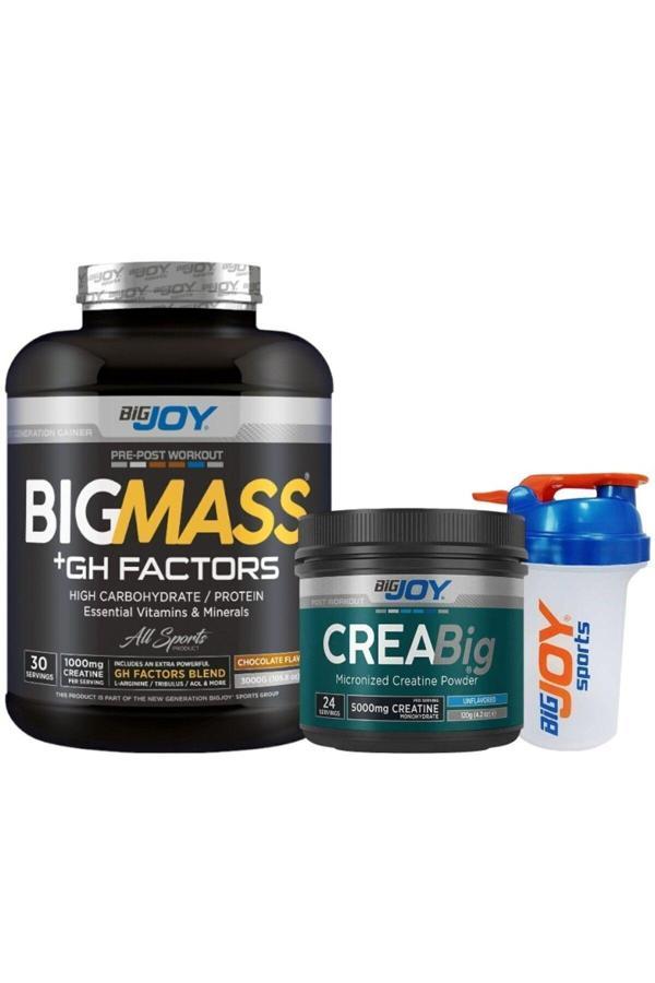Bigmass Gh Factors Karbonhidrat Tozu 3000 gr Çikolata Creabig Kreatin Monohydrate 120g Shaker 500 ml - Image 1