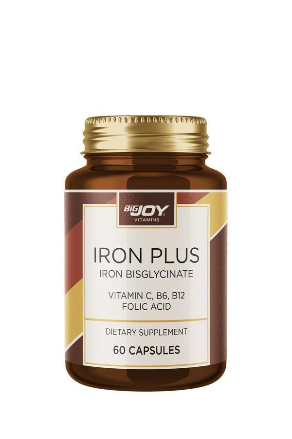 IIRON PLUS – Demir Takviyesi | Demir Bisglisinat,C Vitamini,Folik Asit İçeren 60 Kapsül - Image 1
