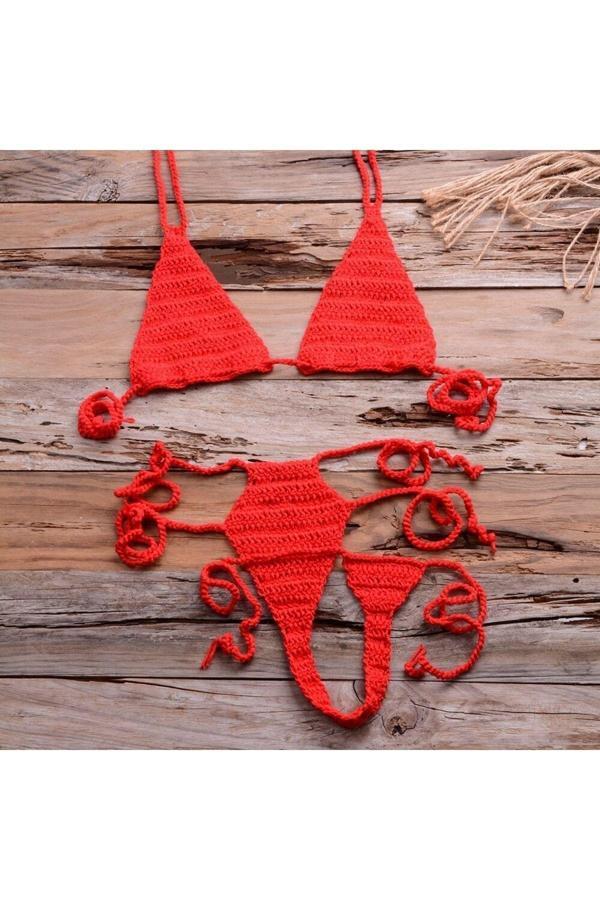 Major Butik Major Tığ Örme String Tanga Bikini Çamaşır Takım - Image 1