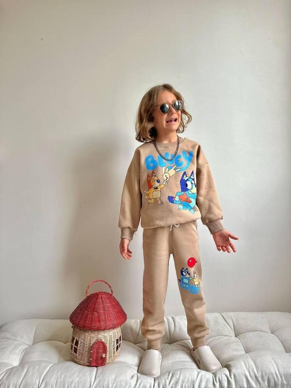 ERKEK ÇOCUK BLUEY MODELLİ 3 İPLİK ŞARDONLU EŞOFMAN TAKIMI - Image 1