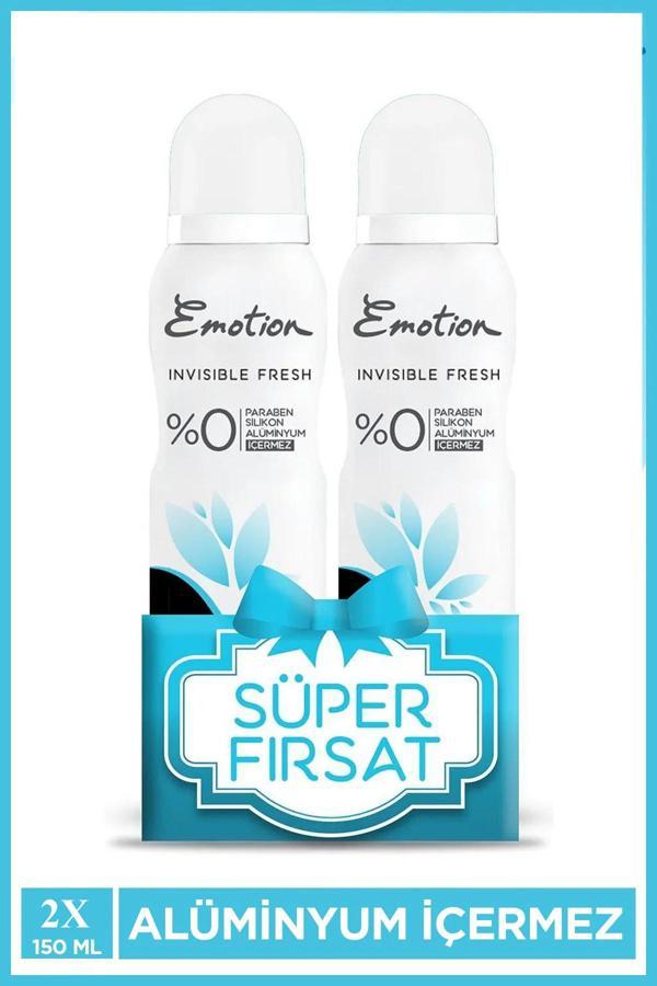 2 Adet Emotion Invisible Fresh Black & White Kadın Deodorant 150ml Vegan, Leke Bırakmaz - Image 1
