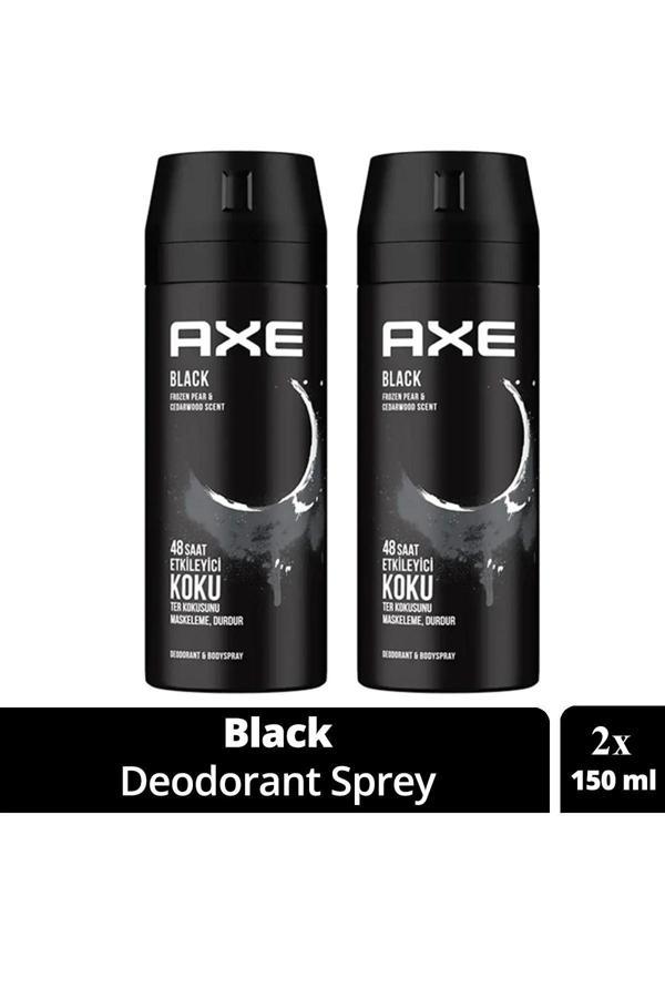2 Adet Axe Erkek Deodorant & Bodyspray Black 48 Saat Etkileyici Koku Vücut Spreyi 150 ml - Image 1