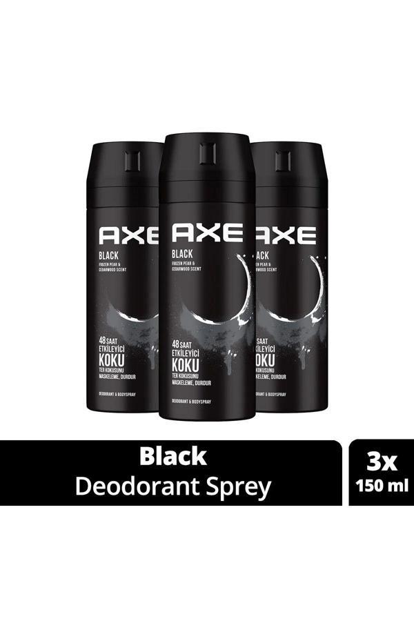 3 Adet Axe Erkek Deodorant & Bodyspray Black 48 Saat Etkileyici Koku Vücut Spreyi 150 ml - Image 1