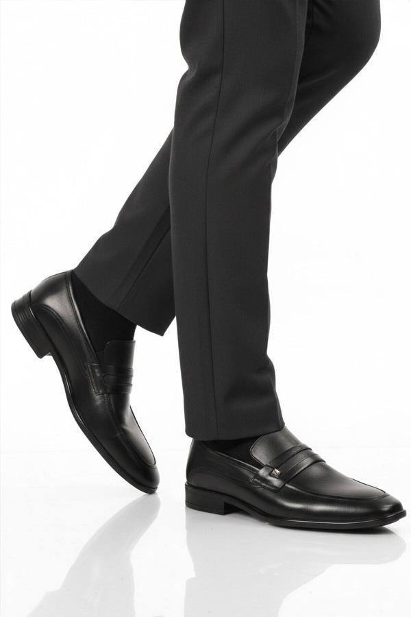 Siyah Hakiki Deri Erkek Klasik Ayakkabı 2818 M - Image 1