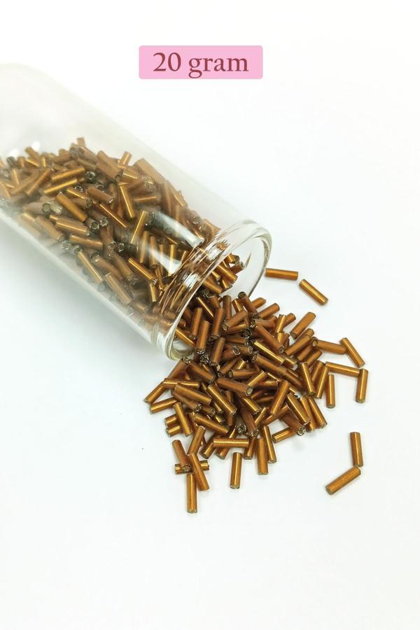 Uzun Boru Kesme Boncuk Çap 2mm Uzunluk 10 mm - 20 Gram - Koyu Altın - BNC226 - Image 1
