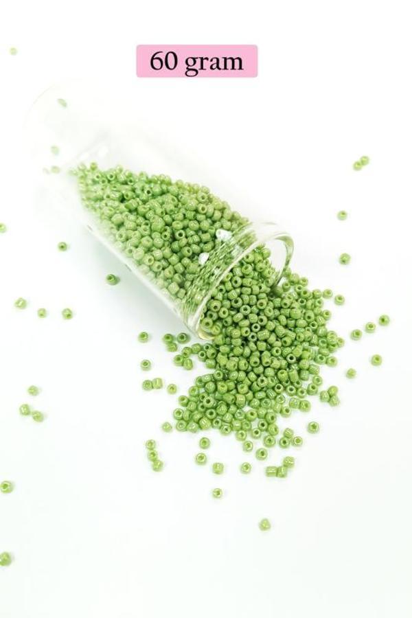 Dökme Cam Kum Boncuk (11/0) 2 mm - 60 Gram - Açık Yeşil - BNC038 - Image 1