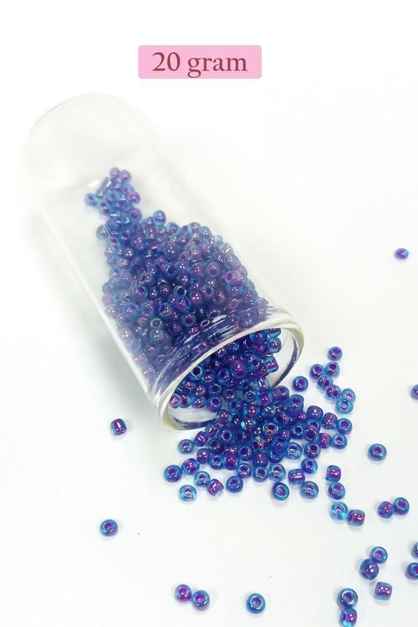 Dökme Cam Kum Boncuk (8/0) 3 mm - 20 Gram - Şeffaf Mavi - BNC149 - Image 1