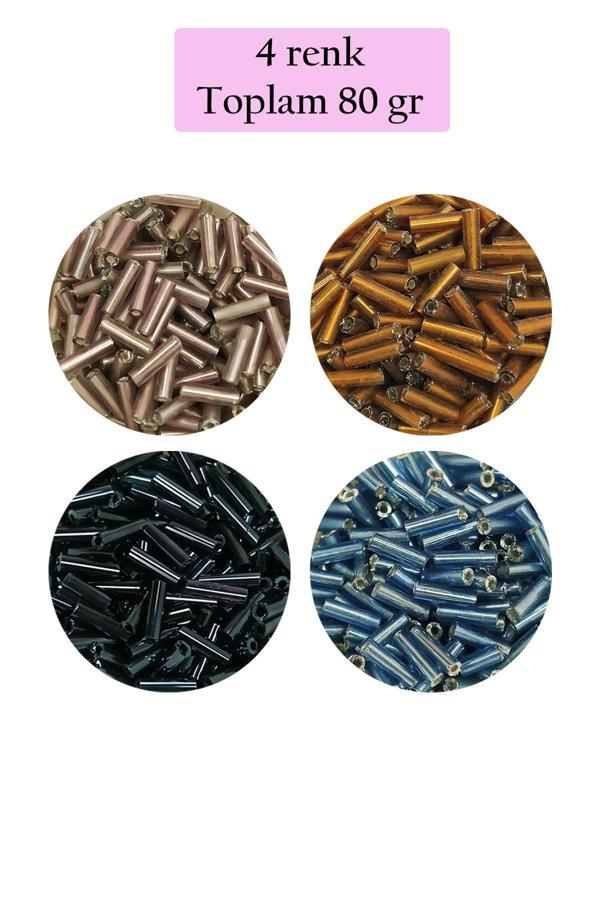 Uzun Boru Kesme Boncuk Çap 2mm Uzunluk 10 mm - 4 Renk - Toplam 80 Gram - BNC426 - Image 1