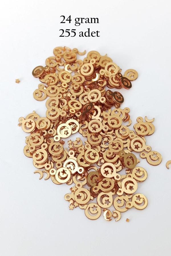 Oya Abiye Bileklik Kolye Pleksi Metalik Plastik Pul Altın Renk 24 gram 255 adet - BNC543 - Image 1