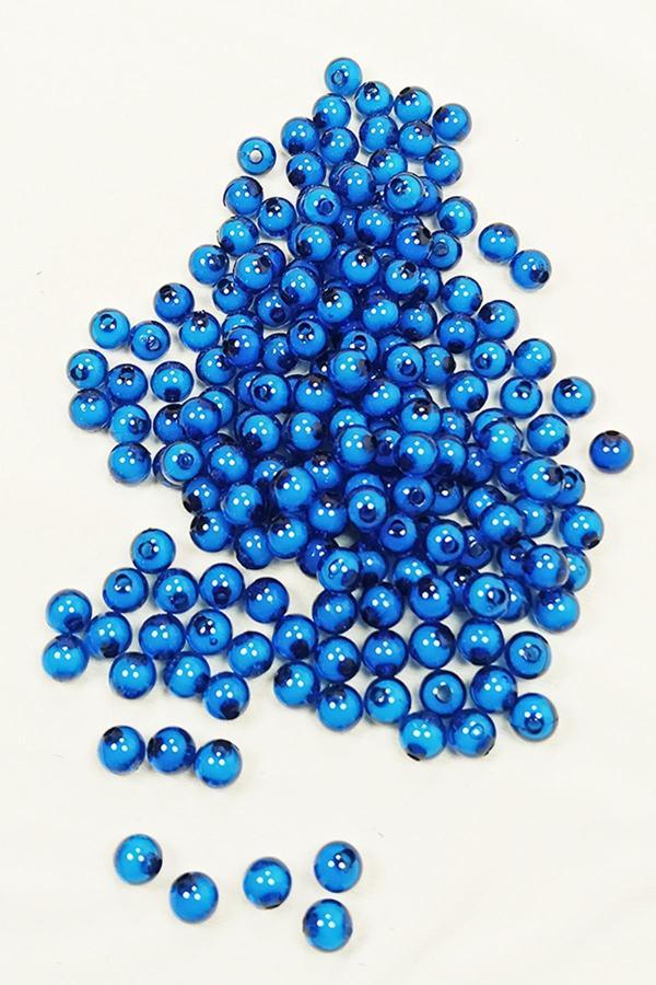 Yuvarlak Boncuk İçten Boncuklu Bileklik Çanta Boncuğu 8 mm 50 gr Mavi - BNC468 - Image 1