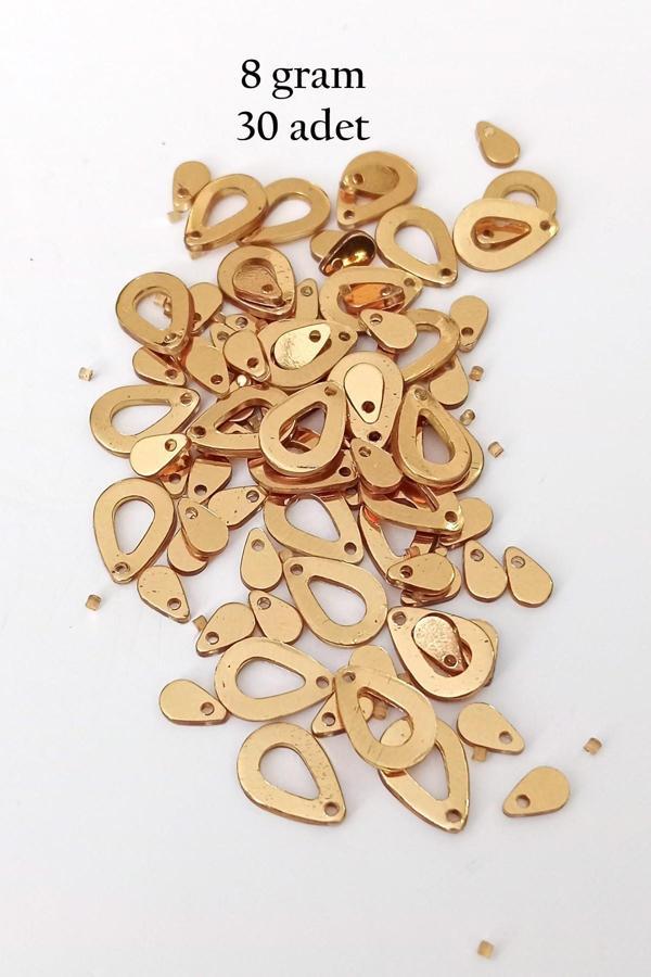 Oya Abiye Bileklik Kolye Pleksi Metalik Plastik Pul Altın Renk 8 gram 30 adet - BNC496 - Image 1