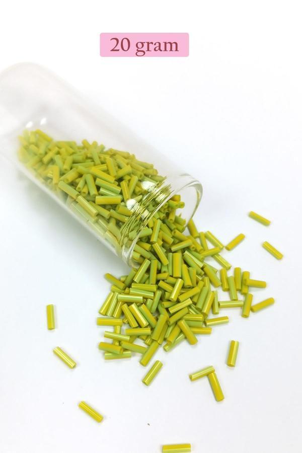 Uzun Boru Kesme Boncuk Çap 2mm Uzunluk 10 mm - 20 Gram - Yeşil - BNC243 - Image 1