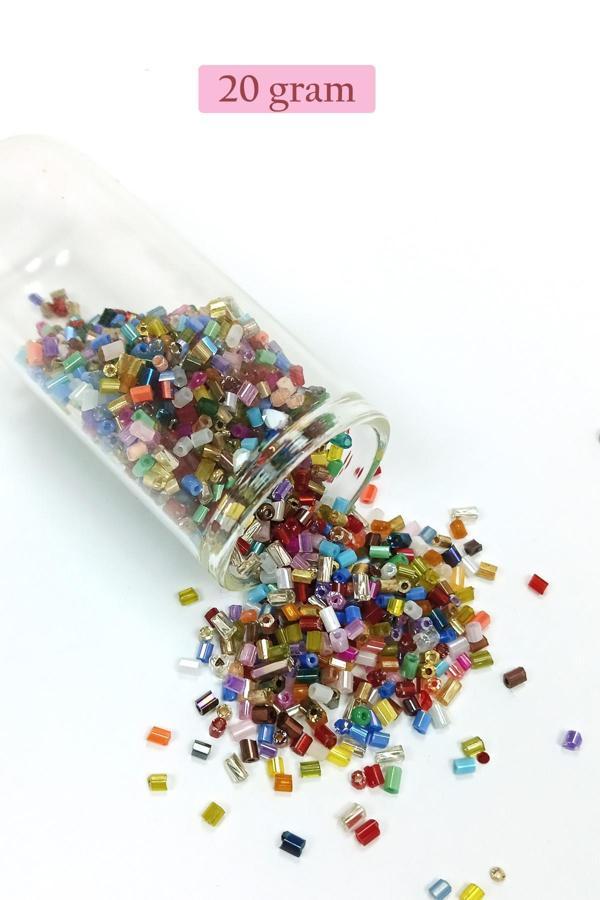 Kesme Cam Boncuk 2mm - 20 Gram - Karışık Renkli -BNC309 - Image 1