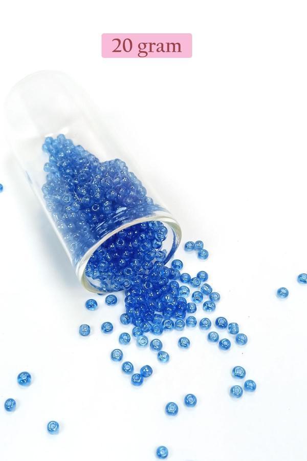 Dökme Cam Kum Boncuk (8/0) 3 mm - 20 Gram - Şeffaf Açık Mavi - BNC163 - Image 1