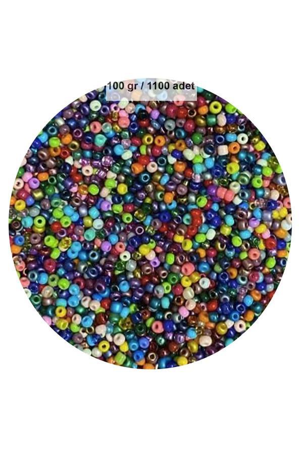 Karışık Renk 4 mm Yaklaşık 1100 adet / 100 gram Cam Boncuk Oya Yazma Bileklik ve Kolye - Image 1