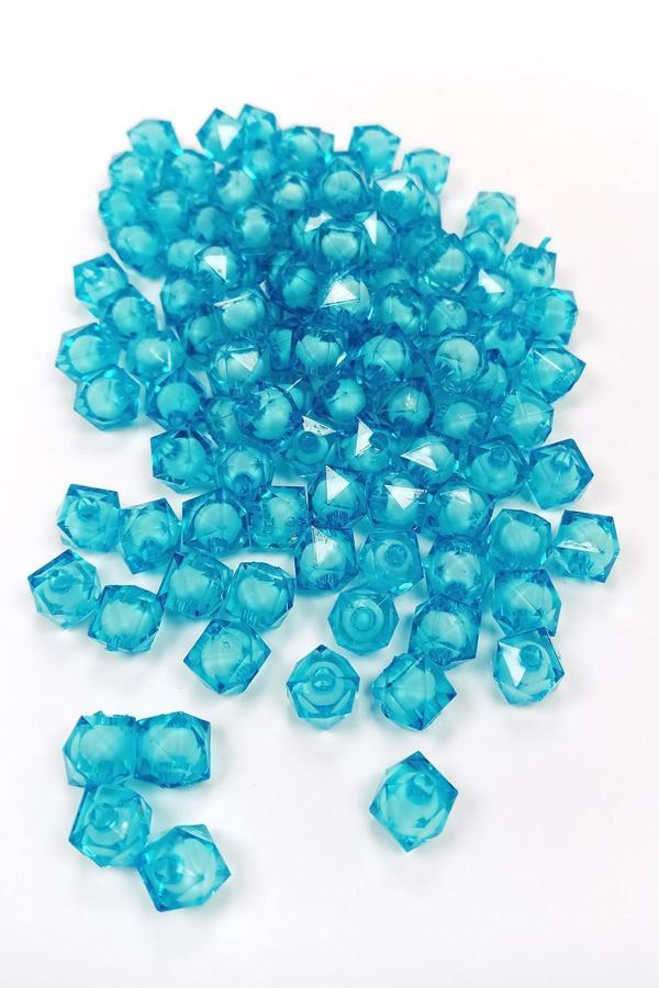 Küp Boncuk İçten Boncuklu Bileklik Çanta Boncuğu 10 mm 50 gr Gök Mavi - BNC449 - Image 1