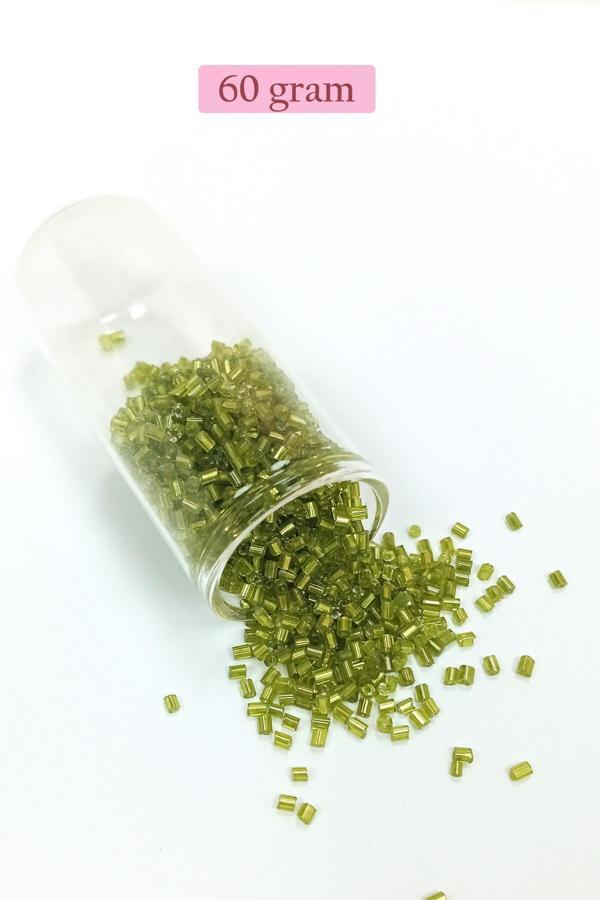 Kesme Cam Boncuk 2mm - 60 Gram - Şeffaf Çimen Yeşili - BNC393 - Image 1