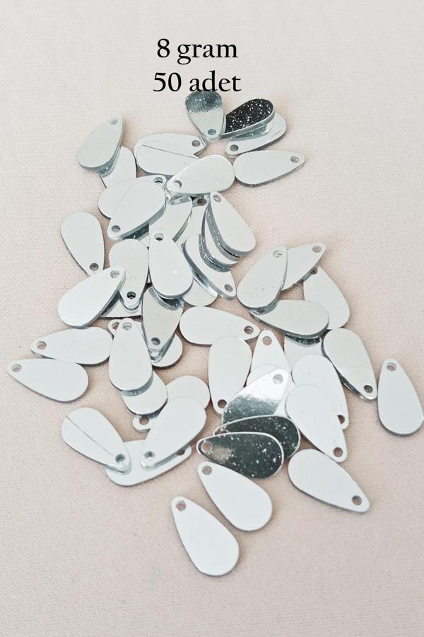 Oya Abiye Bileklik Kolye Pleksi Metalik Plastik Pul Gümüş Renk 8 gram 50 adet - BNC531 - Image 1