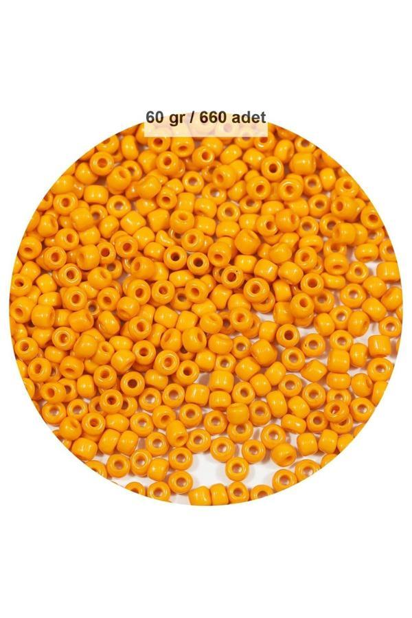Turuncu Renk 4 mm Yaklaşık 660 adet / 60 gram Cam Boncuk Oya Yazma Bileklik ve Kolye - Image 1