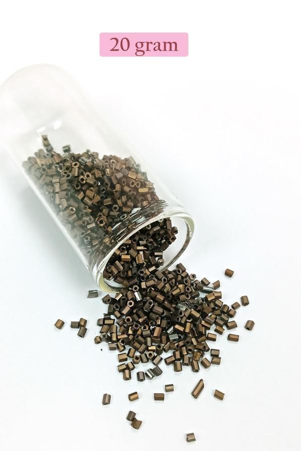 Kesme Cam Boncuk 2mm - 20 Gram - Mat Kahverengi -BNC348 - Image 1
