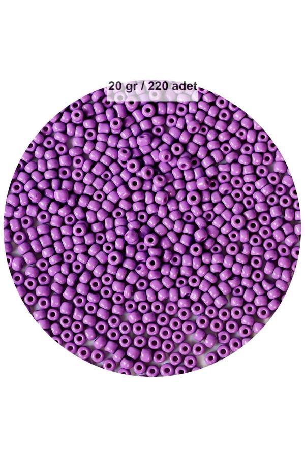 Mor Renk 4 mm Yaklaşık 220 adet/20 gram Cam Boncuk Oya Yazma Bileklik ve Kolye - Image 1