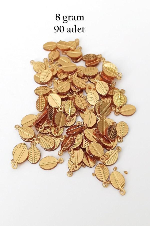 Oya Abiye Bileklik Kolye Pleksi Metalik Plastik Pul Altın Renk 8 gram 90 adet - BNC478 - Image 1