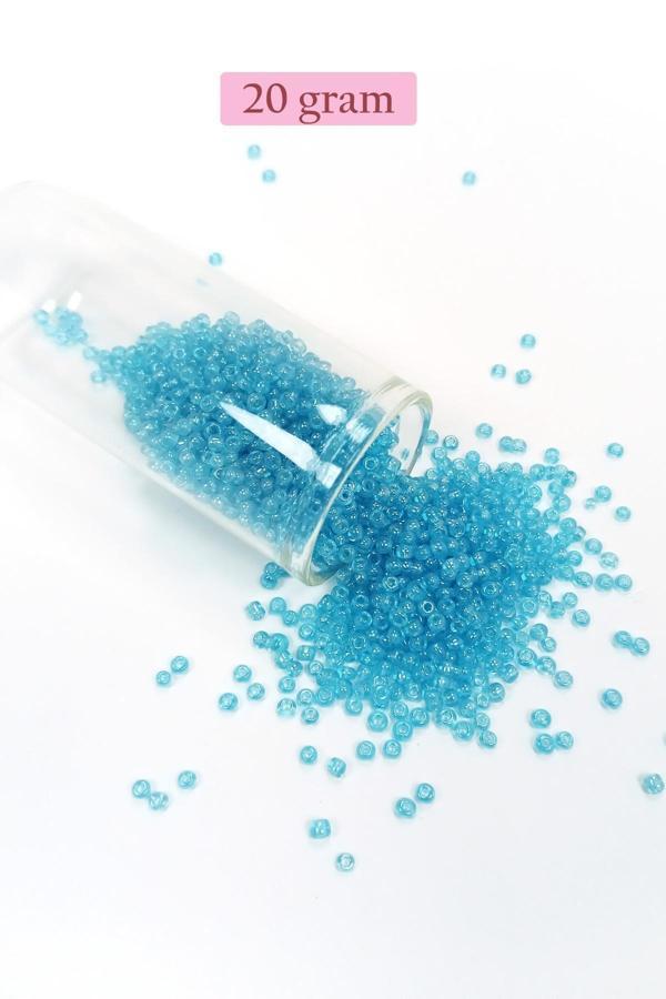 Dökme Cam Kum Boncuk (11/0) 2 mm - 20 Gram - Şeffaf Camgöbeği - BNC023 - Image 1