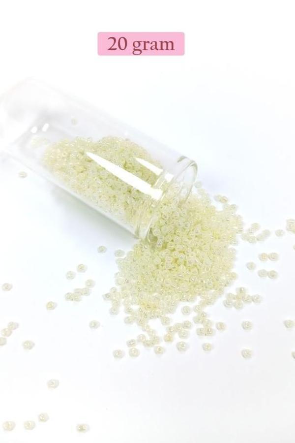 Dökme Cam Kum Boncuk (11/0) 2 mm - 20 Gram - Krem - BNC012 - Image 1
