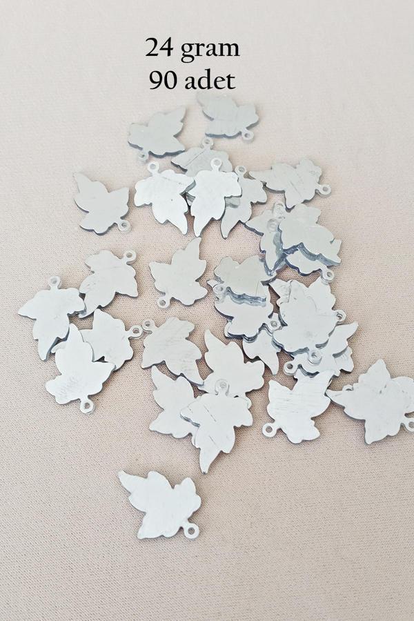 Oya Abiye Bileklik Kolye Pleksi Metalik Plastik Pul Gümüş Renk 24 gram 90 adet - BNC592 - Image 1