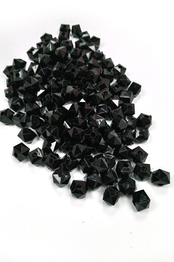 Küp Boncuk İçten Boncuklu Bileklik Çanta Boncuğu 10 mm 50 gr Siyah - BNC457 - Image 1