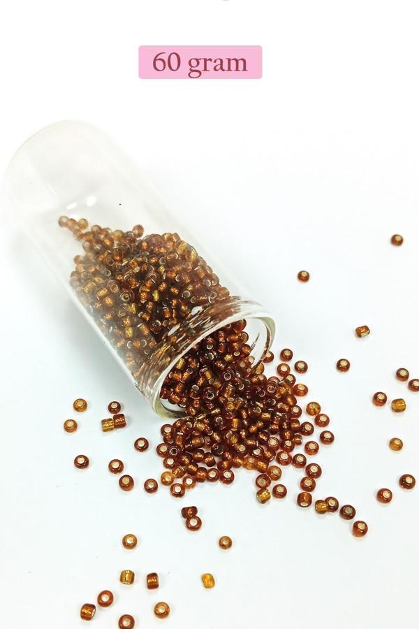 Dökme Cam Kum Boncuk (8/0) 3 mm - 60 Gram - Şeffaf Kahve - BNC198 - Image 1